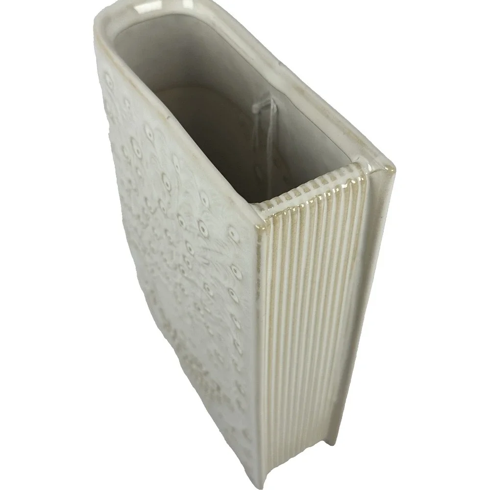 Jane Eyre Book Vase Timeless Beauty Ceramic White Gold Charlotte Bronte
